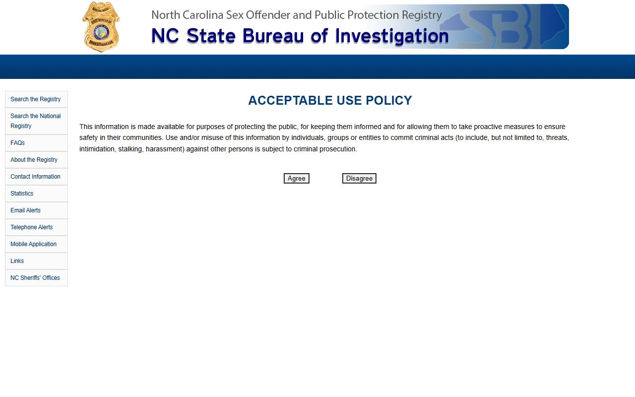 Stanly County court records North Carolina SBI registry