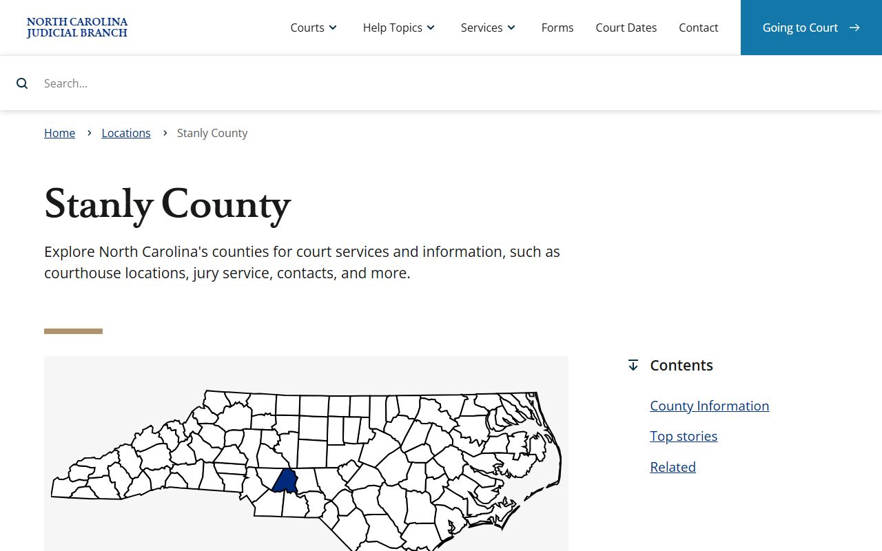 Stanly County court records Judicial Branch landing page