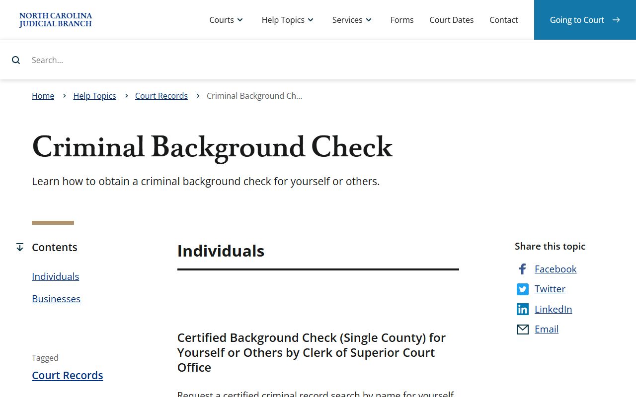 Stanly County Clerk of Superior Court criminal background check help topic
