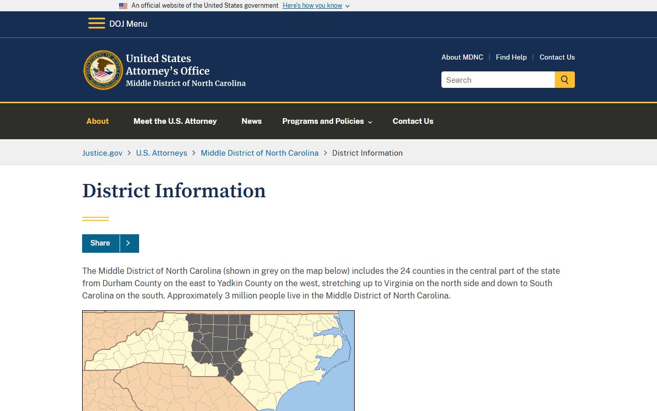 Stanly County arrest records federal prosecutor district information