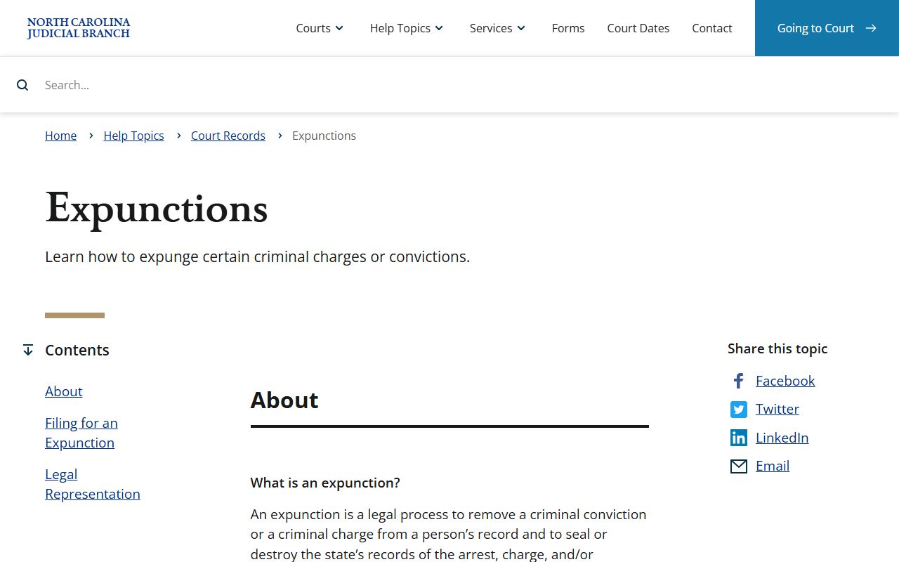 Stanly County criminal court records North Carolina expunction help