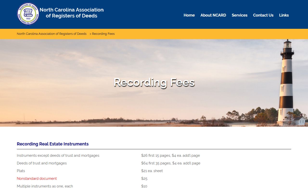 Stanly County marriage records NCARD recording fees