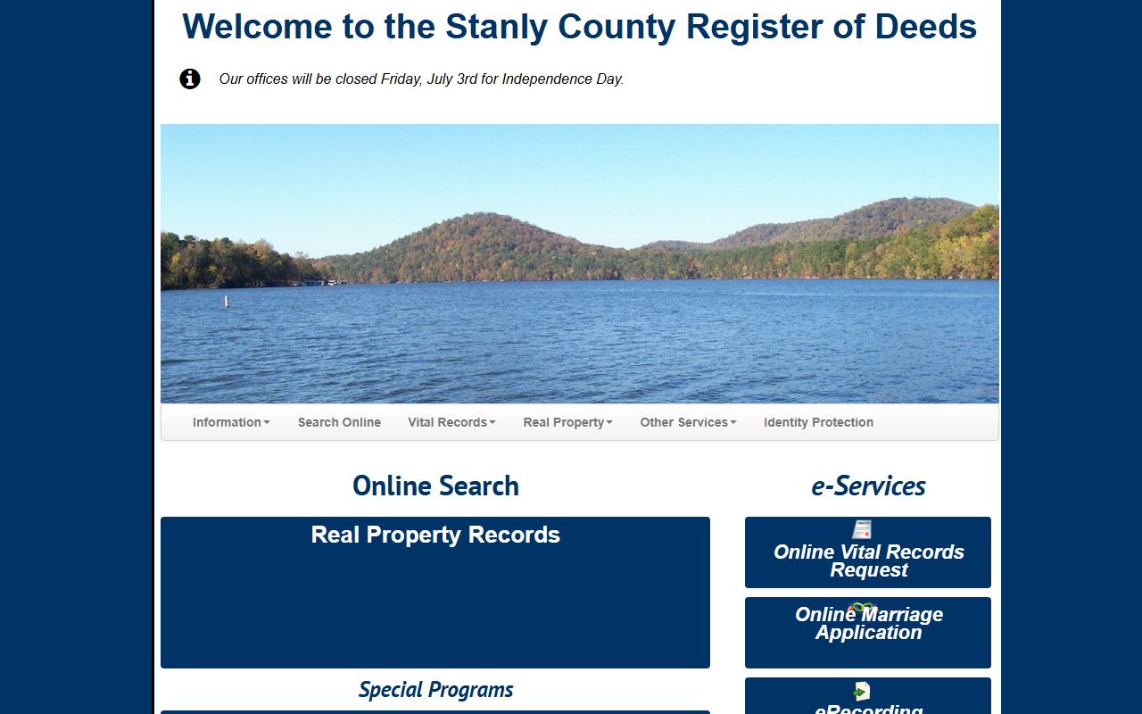 Stanly County probate records Register of Deeds land record search