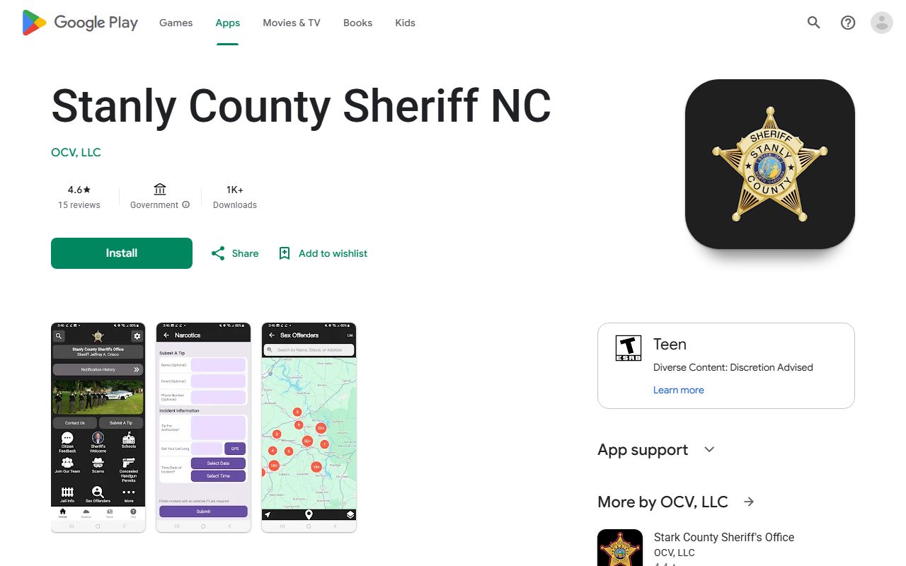 Stanly County warrant records sheriff Google Play listing